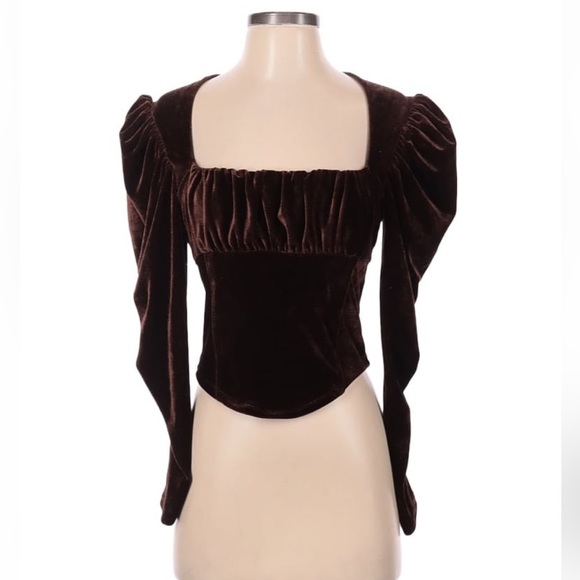 Free People Tops - 💥SOLD💥Free People Velvet Blouse in Rich Brown